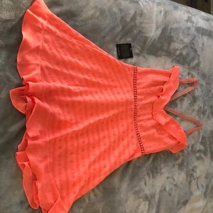 (NWT) Bebe Coral Ruffle Cross Back Dress